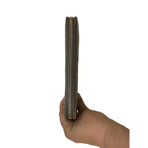 Miu Miu Crocodile Wallet Womens Embossed Leather Zip Around Gray Gold Luxury - Picture 7 of 9